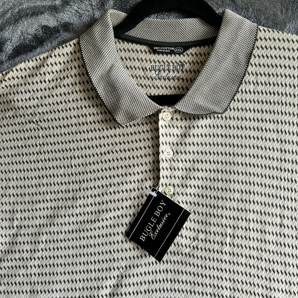 Bugle Boy Polo Shirt Mens 2XL Textured Knit Geometric Retro NWT